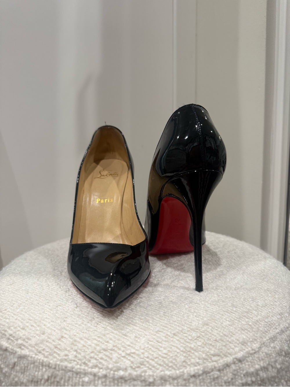 Christian Louboutin Black Patent Pointed-Toe Stiletto Pumps